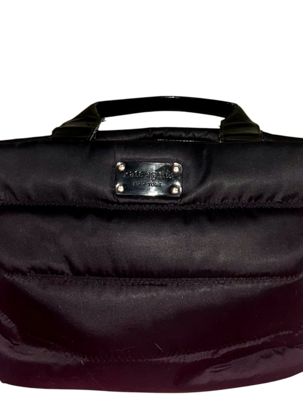 kate spade Black Nylon PufferTote with Polka Dot Interior